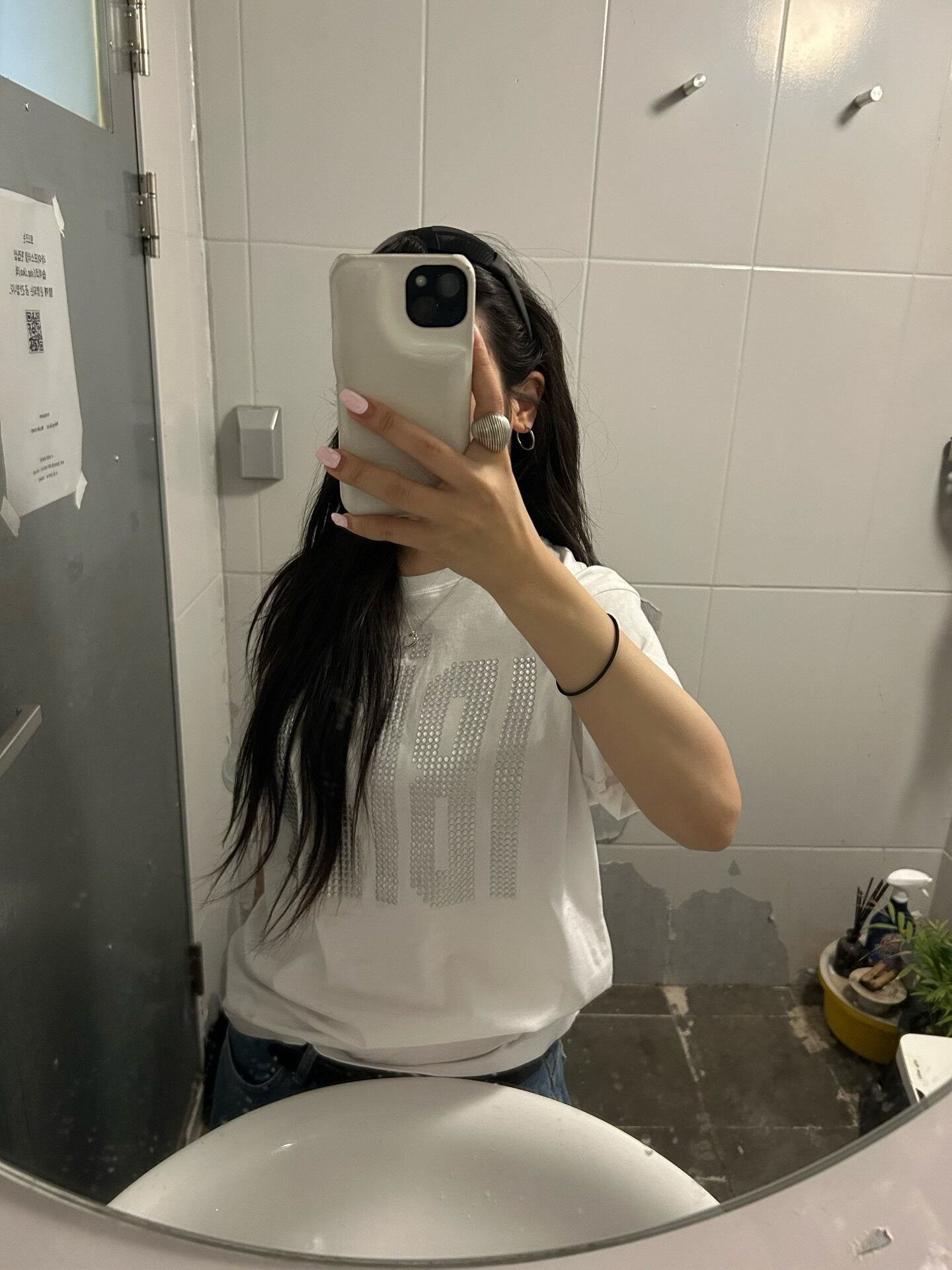 IBIZA Beaded Letter Oversized Casual Short Sleeve T-Shirt