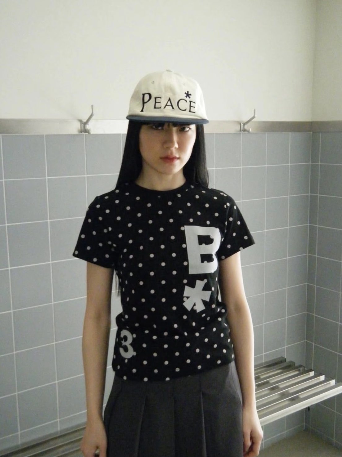 BUAF Polka Dot Logo Cotton Tee – Korean Style