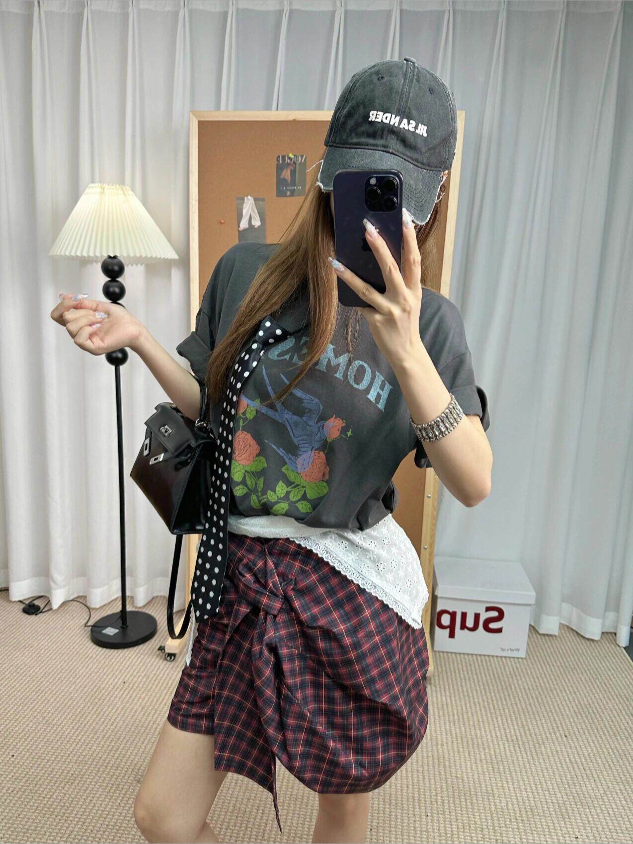 Open YY Rose Print Oversized Cotton T-Shirt