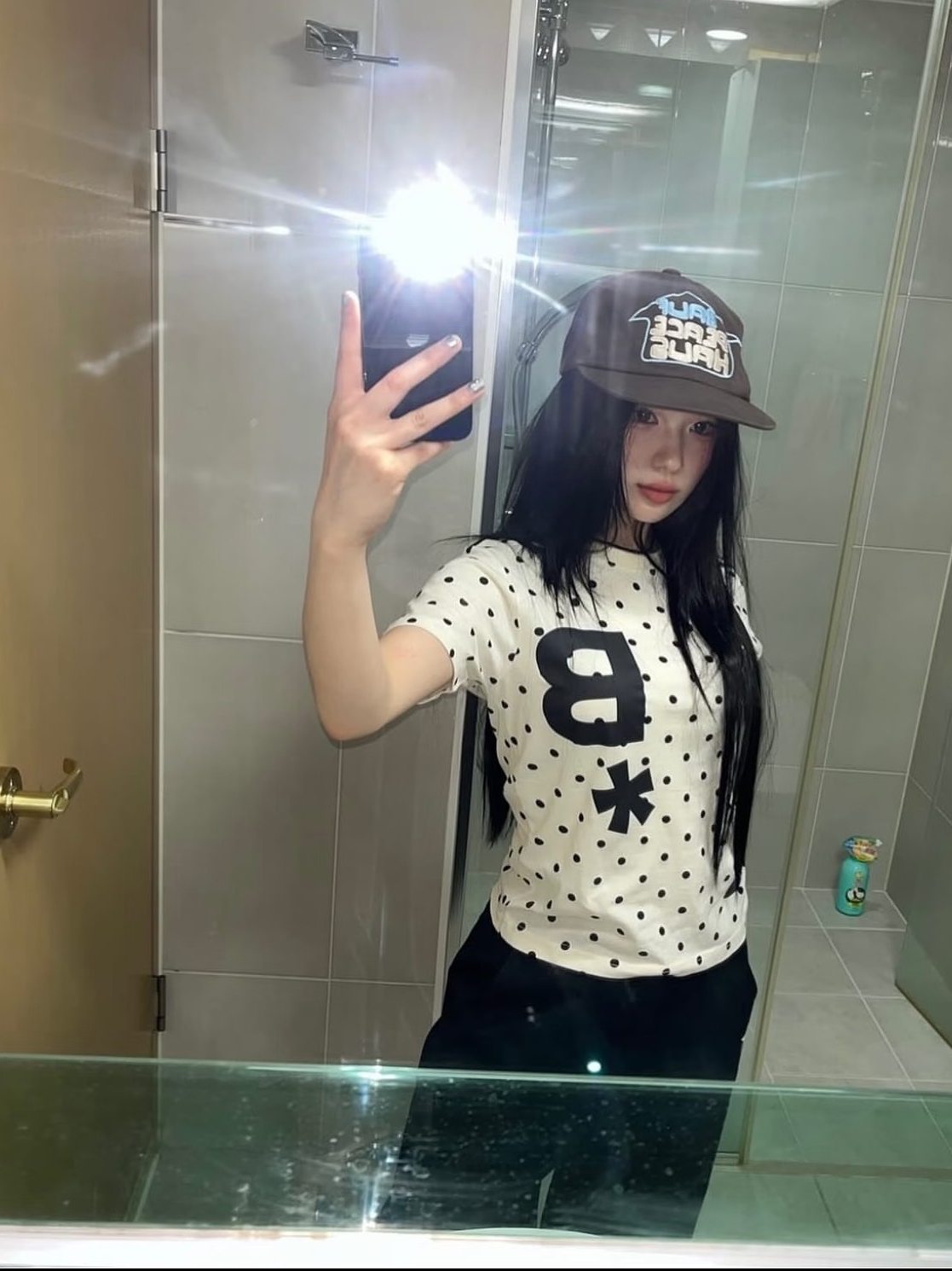 BUAF Polka Dot Logo Cotton Tee – Korean Style