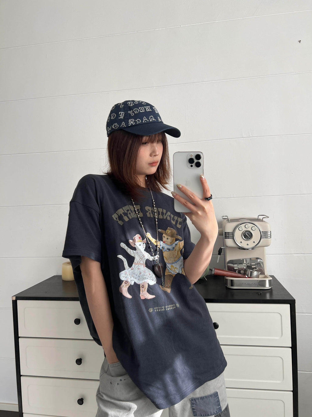 Open YY Cat Party Graphic T-Shirt