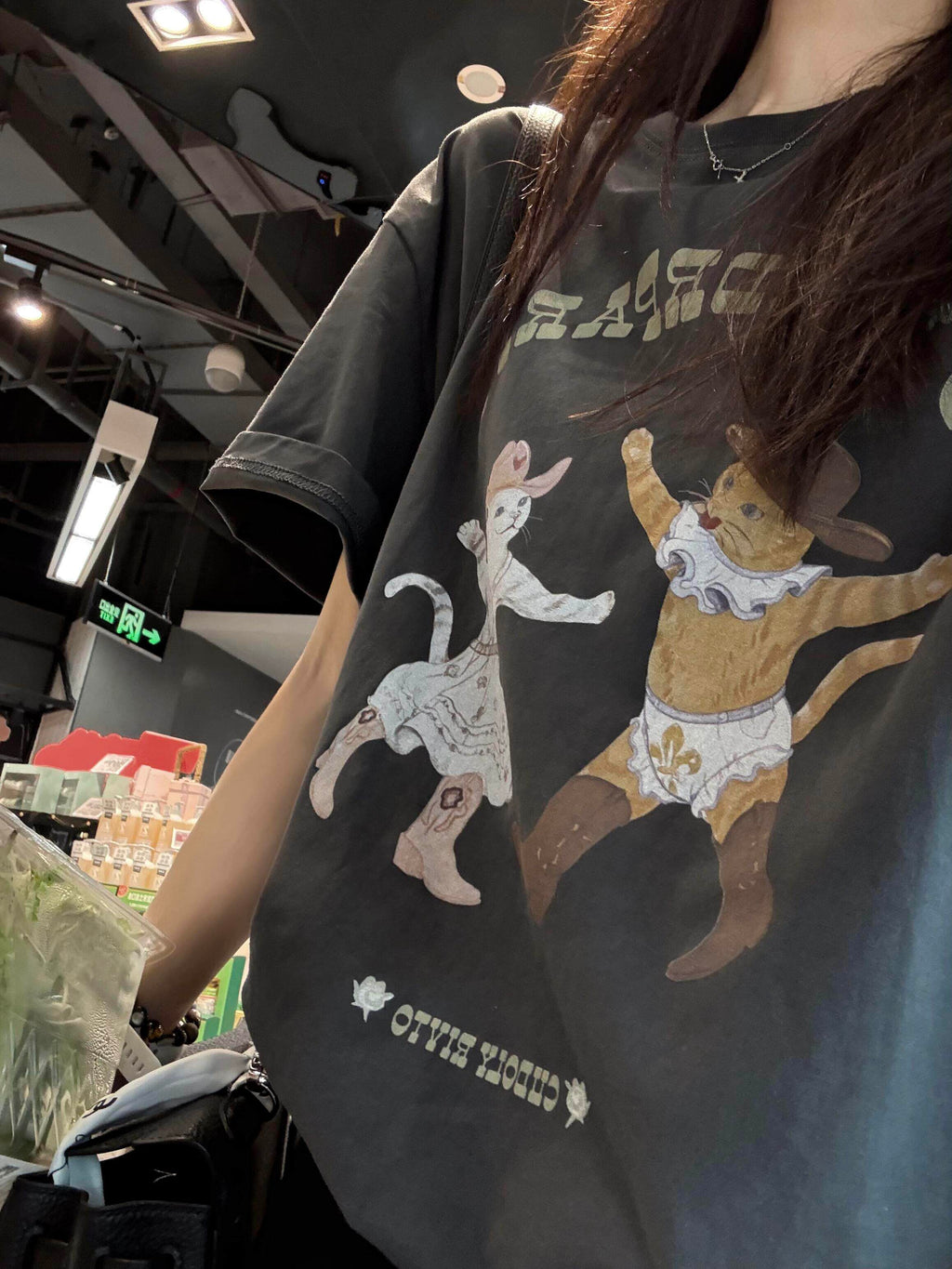 Open YY Cat Party Graphic T-Shirt