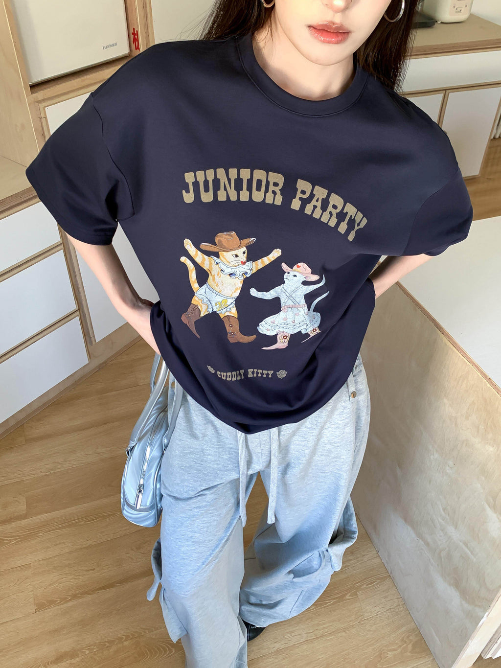 Open YY Cat Party Graphic T-Shirt