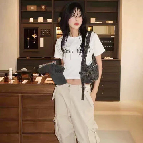 MATIN KIM Deconstructed Letter Fringe Tee – 2026 Summer Korean Style