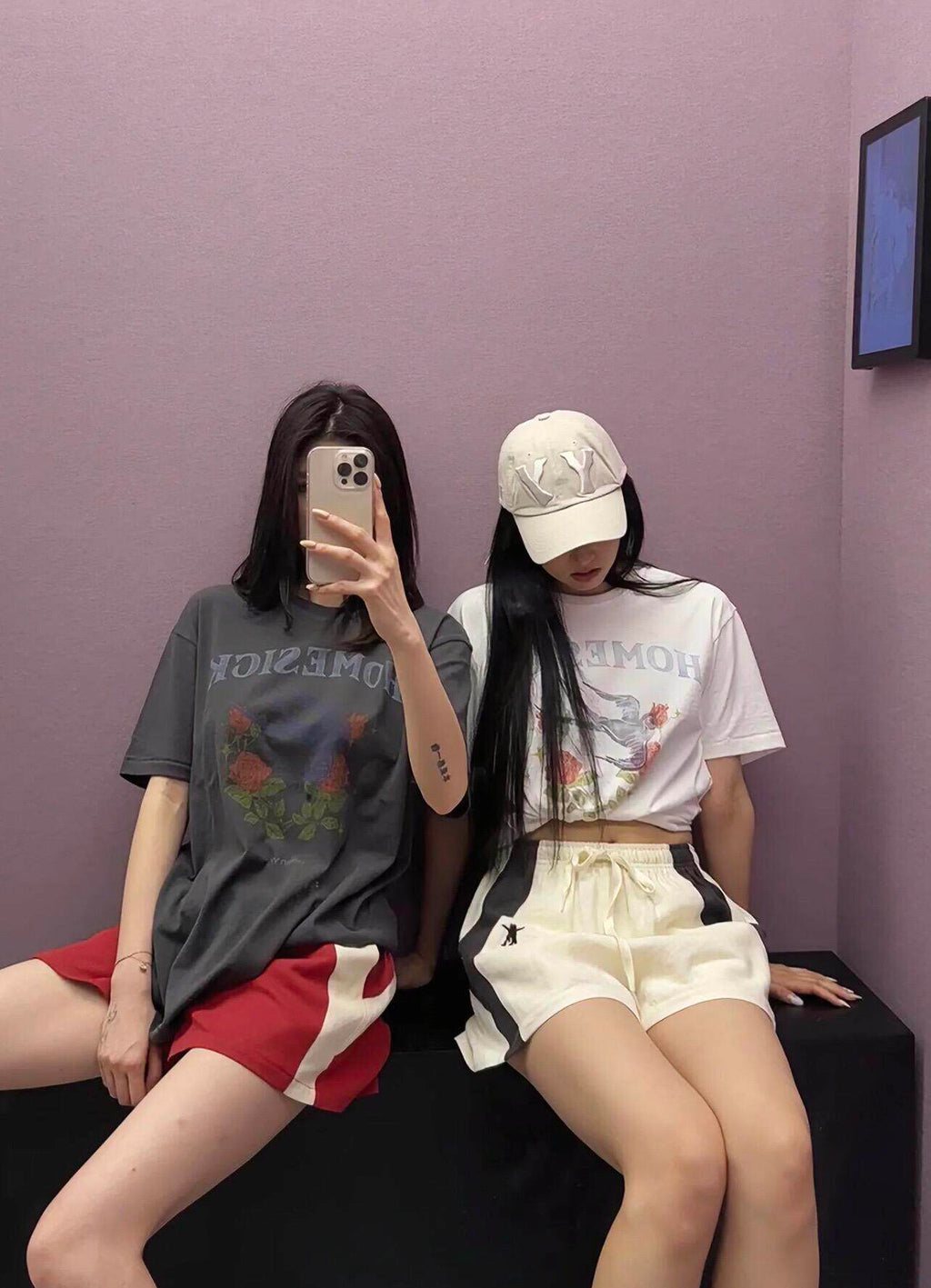 Open YY Rose Print Oversized Cotton T-Shirt
