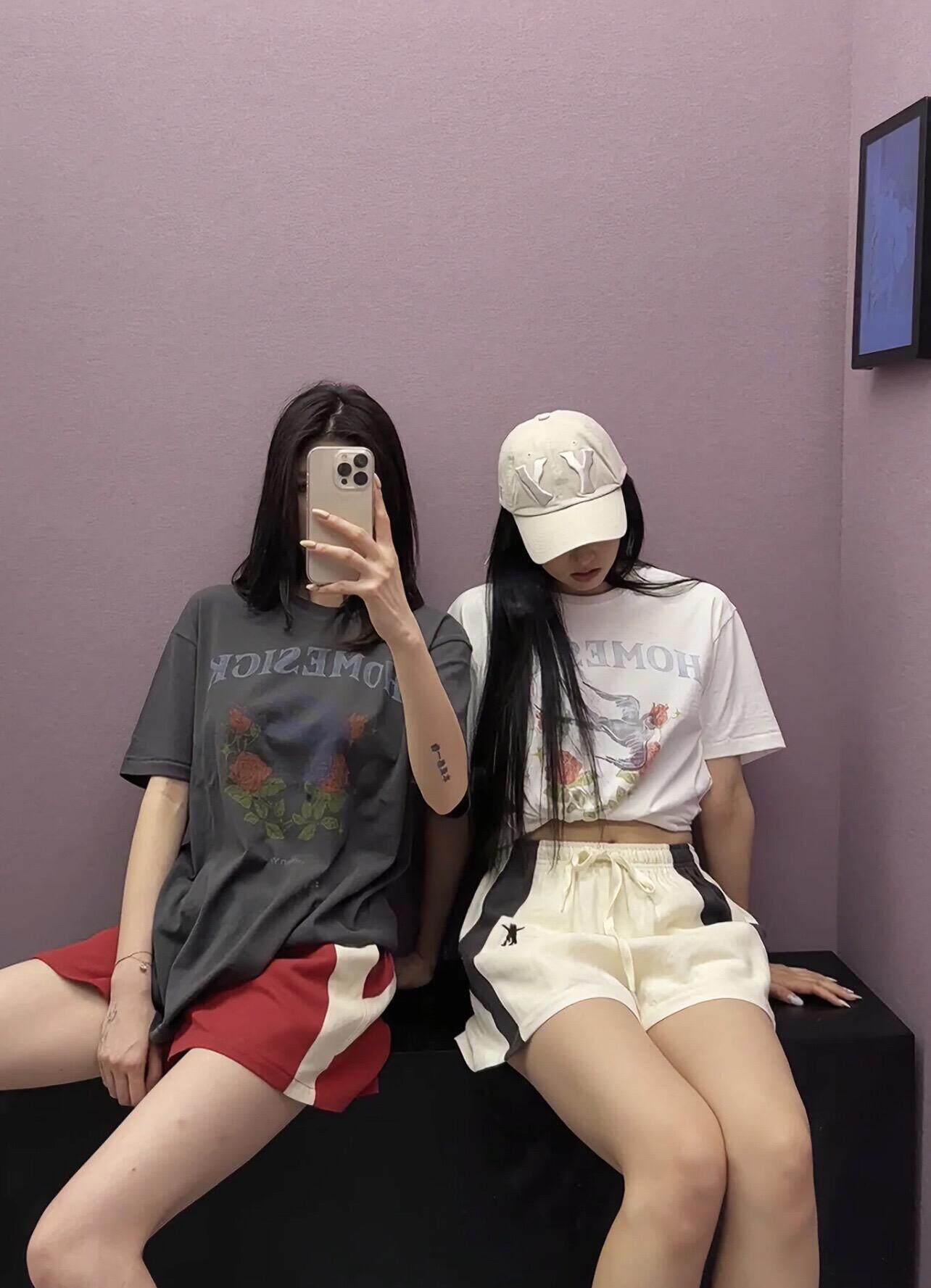 Open YY Rose Print Oversized Cotton T-Shirt