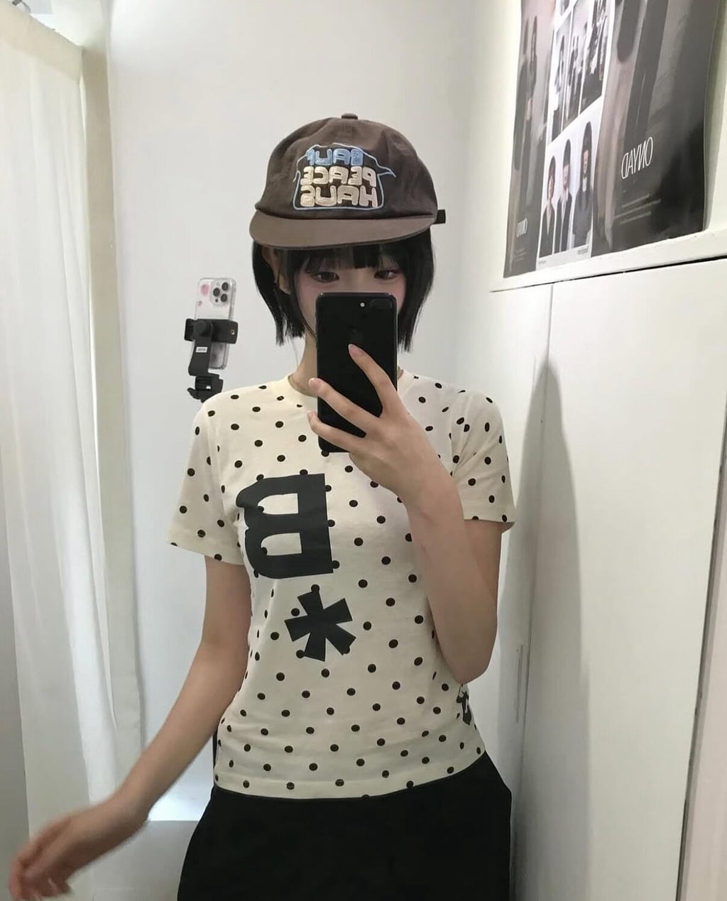 BUAF Polka Dot Logo Cotton Tee – Korean Style