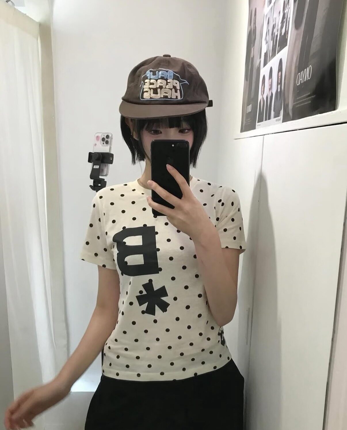 BUAF Polka Dot Logo Cotton Tee – Korean Style