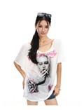 BIGGOLD Women's Off-Shoulder Graphic T-Shirt