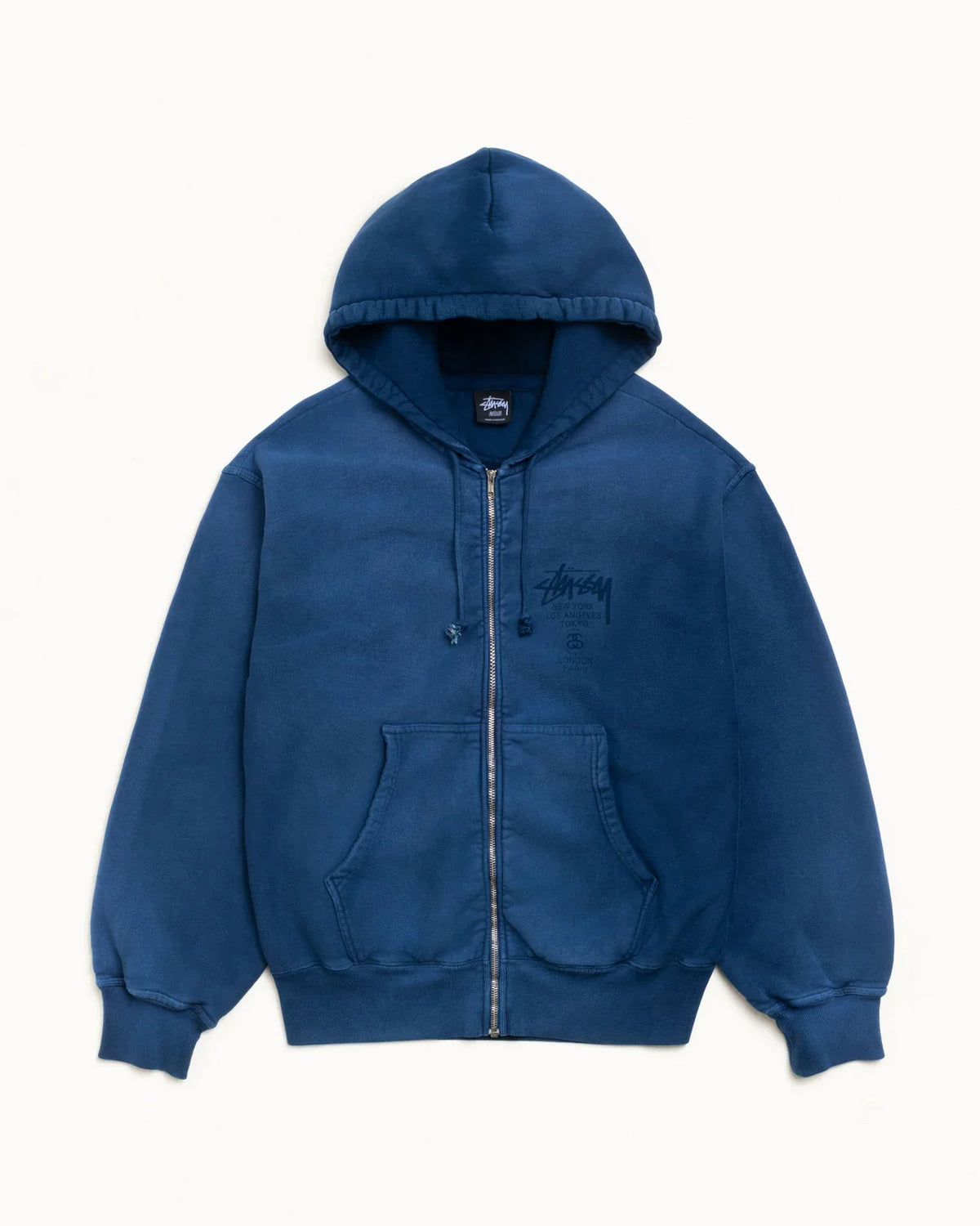 Stussy World Tour Sun Faded Navy Zip Up