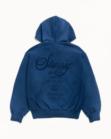 Stussy World Tour Sun Faded Navy Zip Up