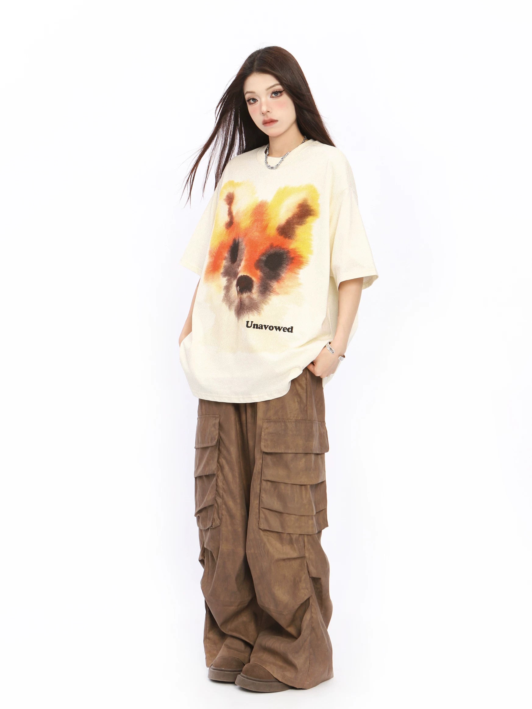 BIGGOLD American High Street Graffiti Short Sleeve T-shirt for Women 2024 Summer New Design Sense, Small and Popular Couple Top Trend