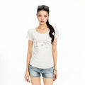 BIGGOLD Leopaard printed shoulder short sleeved T-shirt for women's summer hot girl casual slimming versatile short top