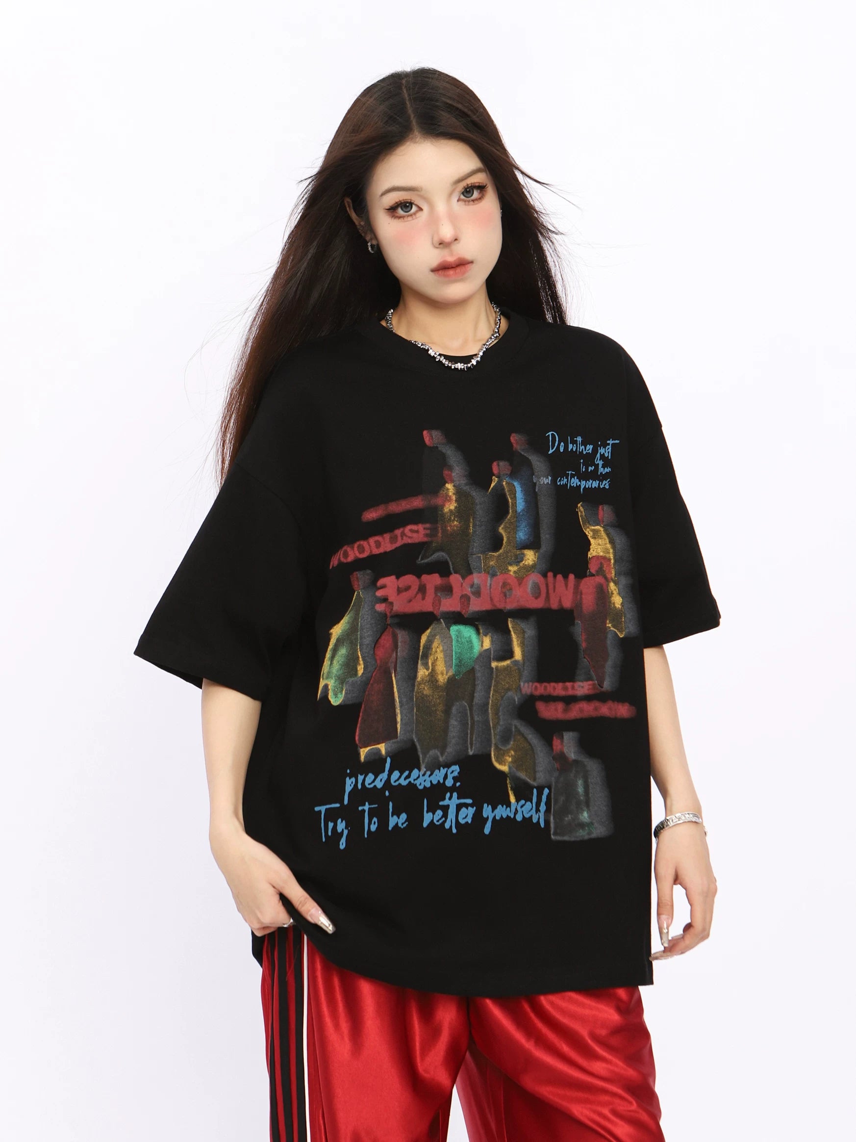 BIGGOLD American retro high-end phantom short sleeved T-shirt women's summer trendy brand design sense niche couple top
