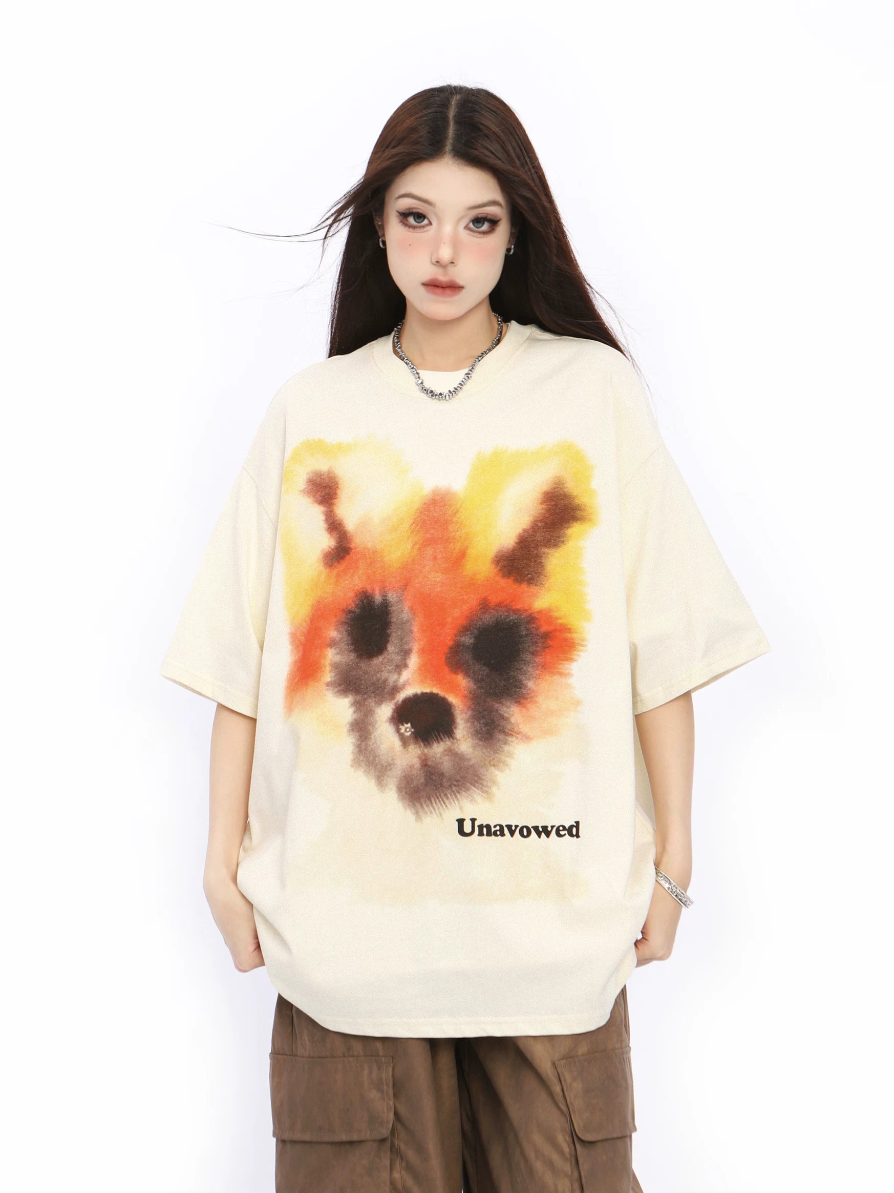 BIGGOLD American High Street Graffiti Short Sleeve T-shirt for Women 2024 Summer New Design Sense, Small and Popular Couple Top Trend