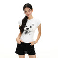 BIGGOLD Fun Dog Printed Round Neck Short sleeved T-shirt for Women's Summer Casual Versatile Look Thin Shoulder Short Top