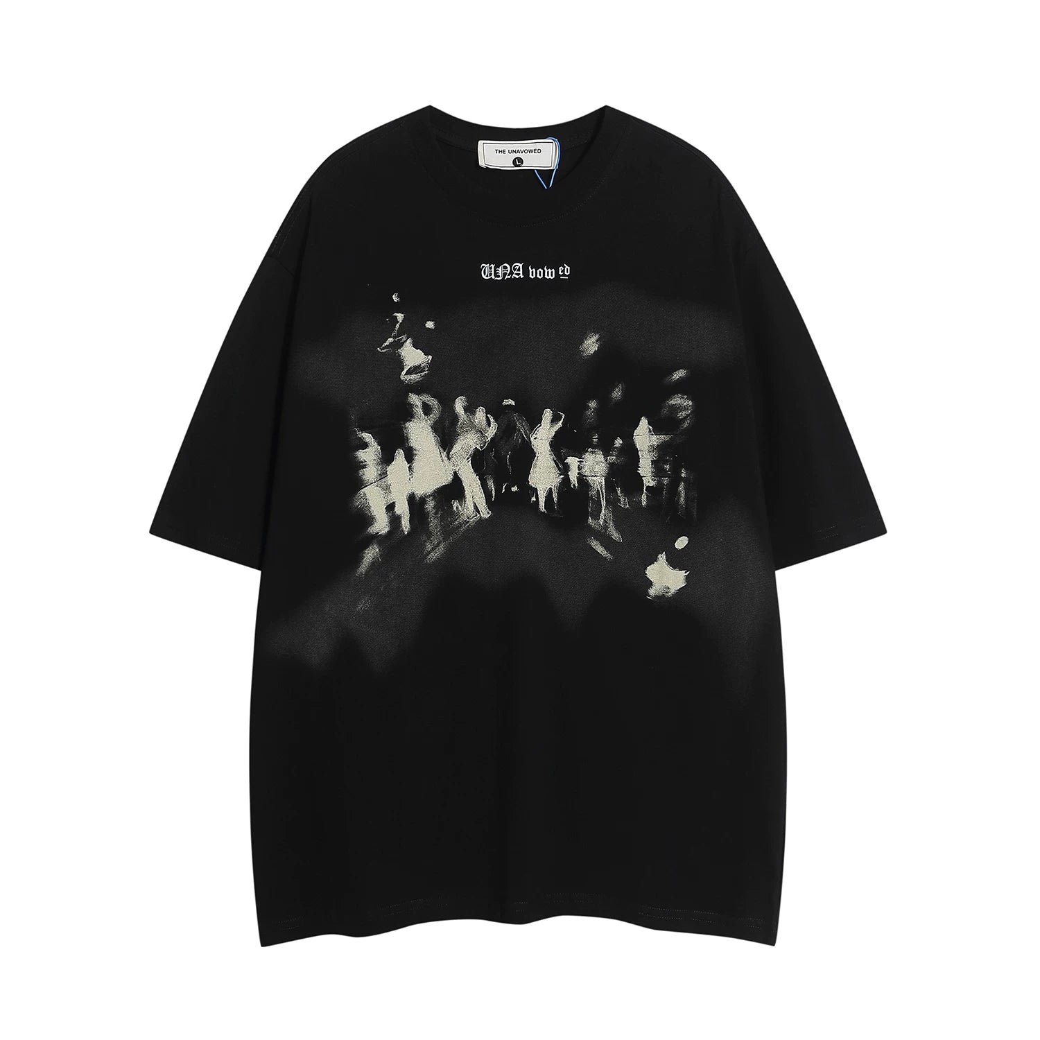 BIGGOLD American High Street Phantom Graffiti Short Sleeve T-shirt for Women in Summer, White Half Sleeve Design, Couple's Top