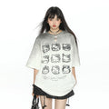 BIGGOLD sweet cool y2k gradient Hello Kitty short-sleeved T-shirt female summer hot girl half-sleeve slim shoulder top trend