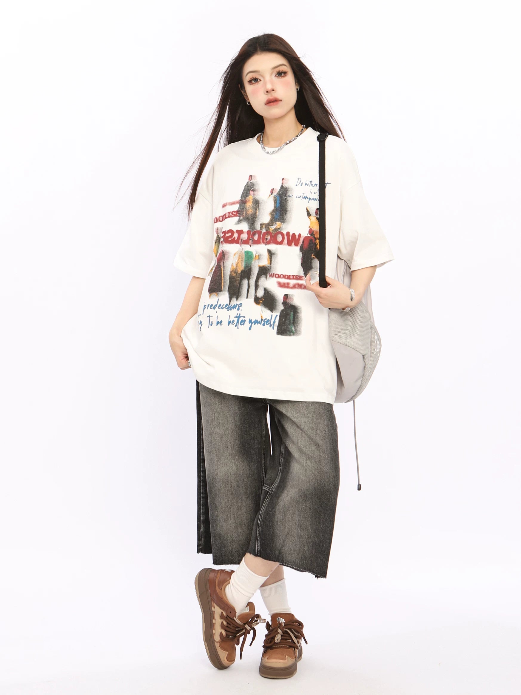 BIGGOLD American retro high-end phantom short sleeved T-shirt women's summer trendy brand design sense niche couple top