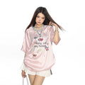BIGGOLD Zephyr Striped Graffiti Bar Short Sleeve T-shirt for Women Summer Sweet Cool Sports Style Unique Loose Top