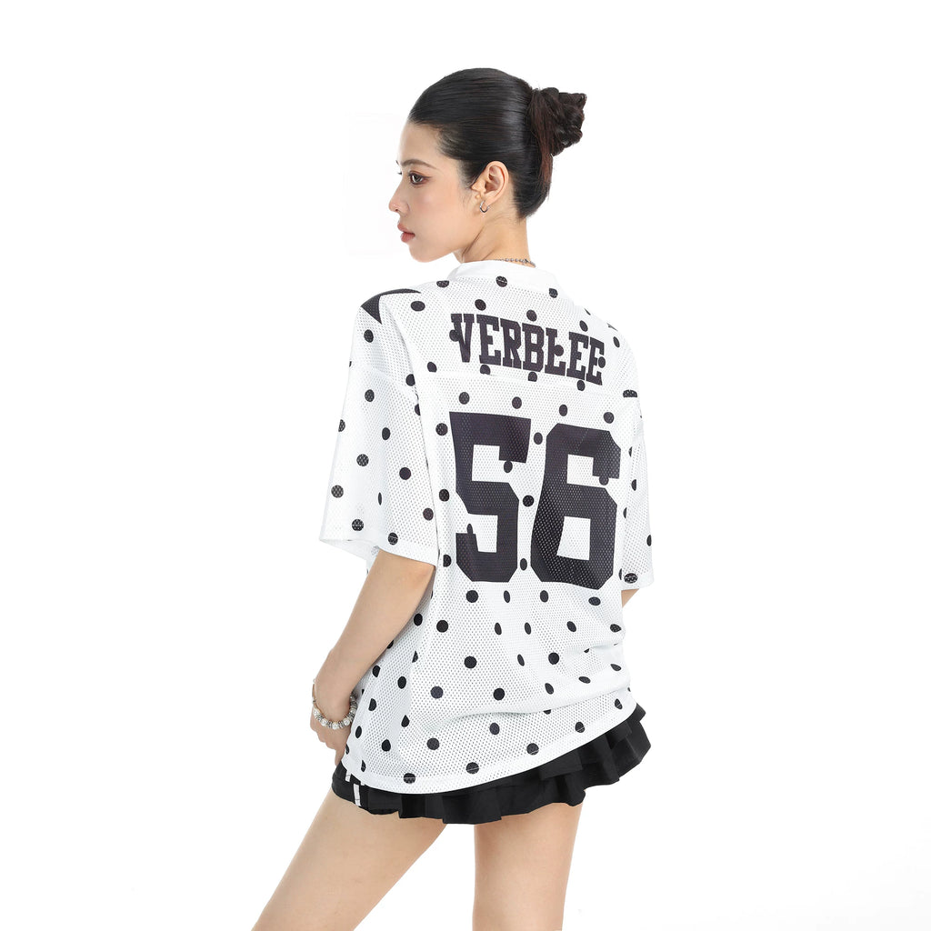 BIGGOLD American star polka dot print V-neck short sleeved T-shirt for women's summer sports style slimming top trend