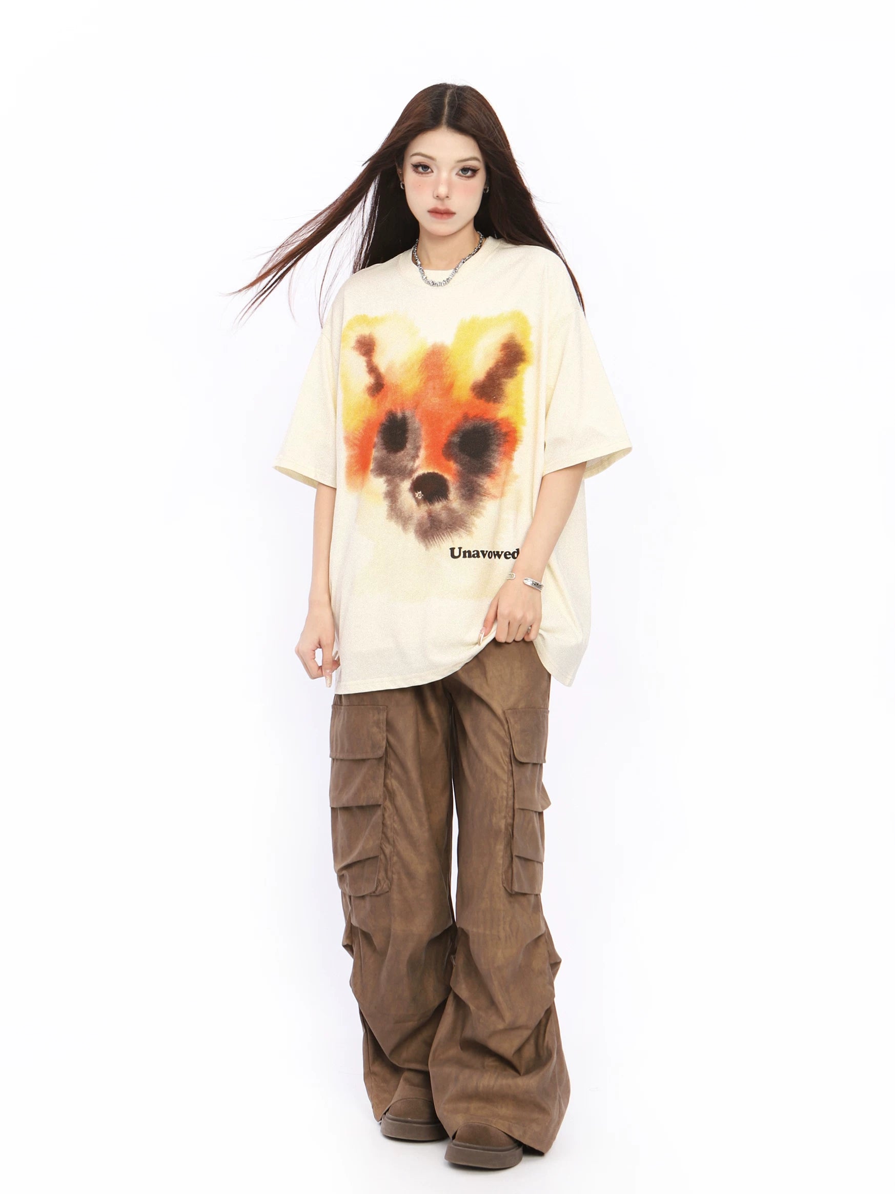 BIGGOLD American High Street Graffiti Short Sleeve T-shirt for Women 2024 Summer New Design Sense, Small and Popular Couple Top Trend