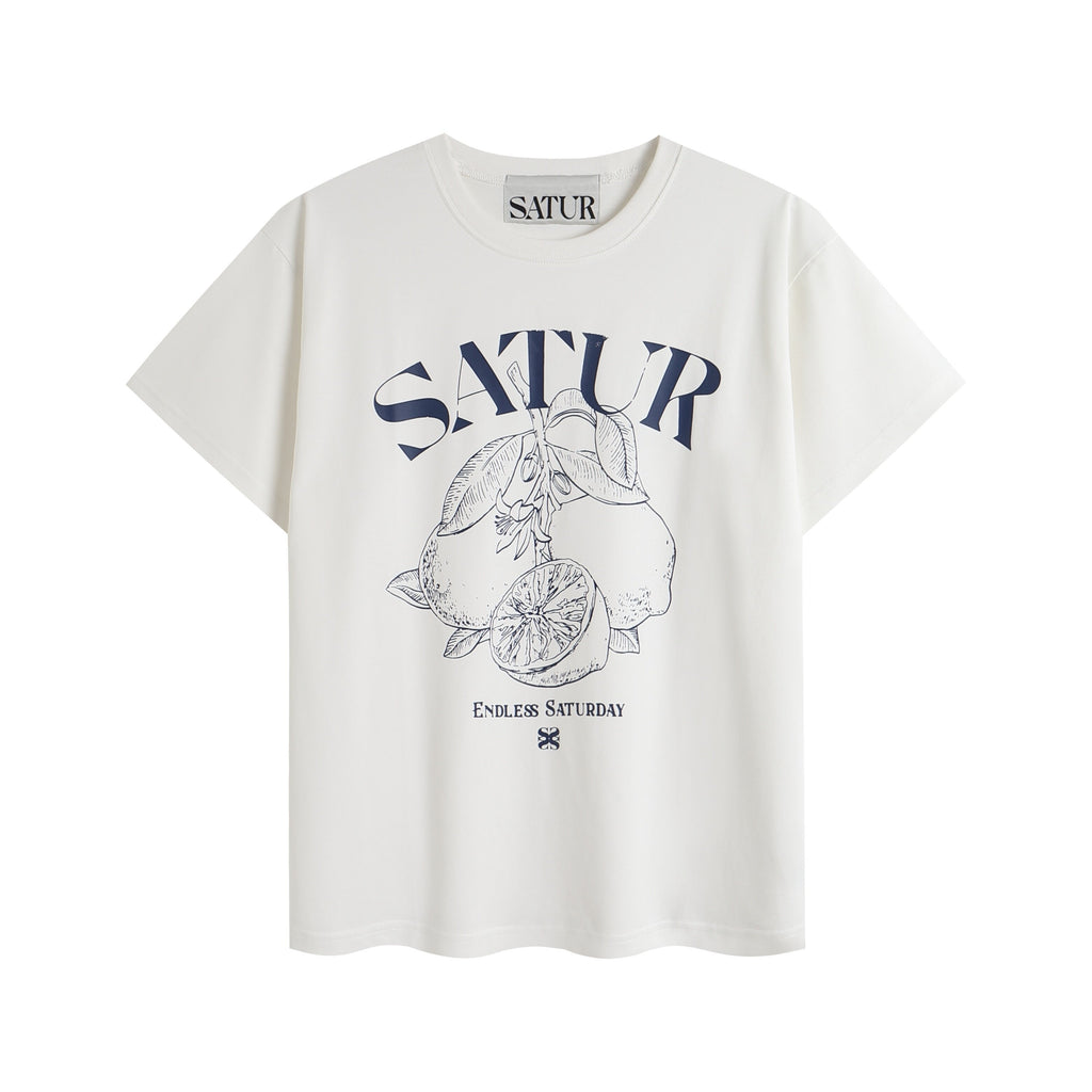 SATUR Heart Lemon Graphic Tee – Korean Style