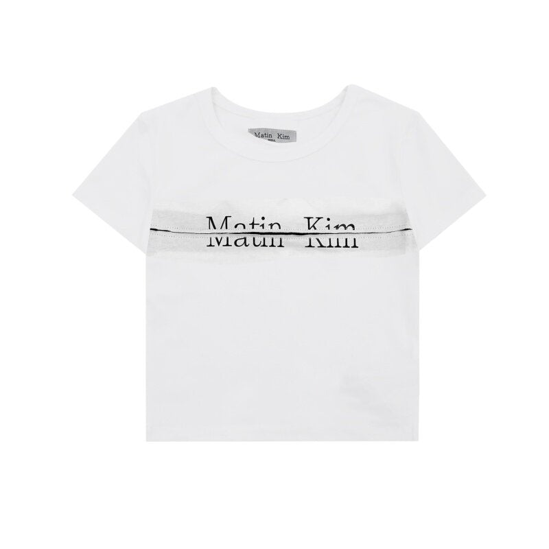 MATIN KIM Deconstructed Letter Fringe Tee – 2026 Summer Korean Style