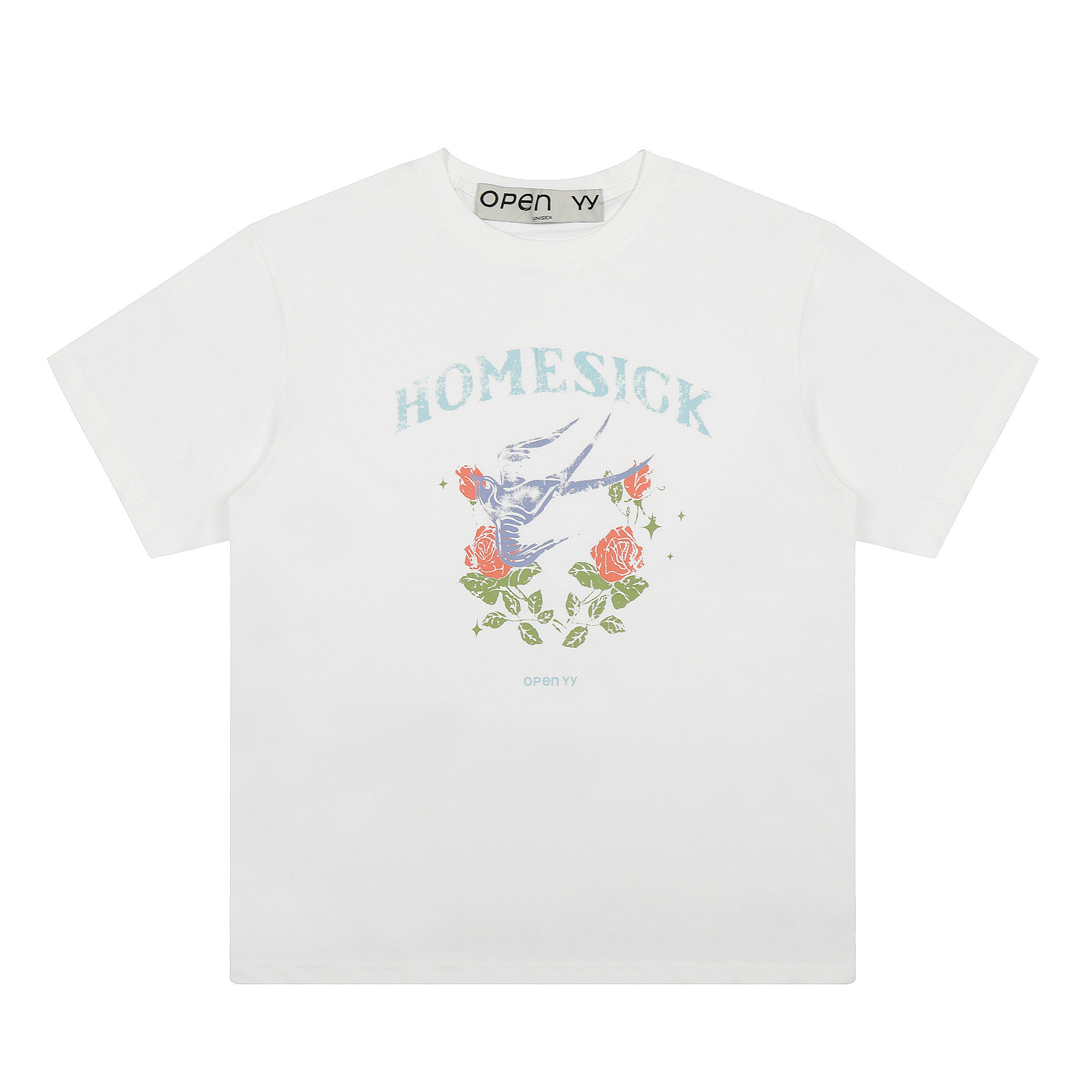 Open YY Rose Print Oversized Cotton T-Shirt